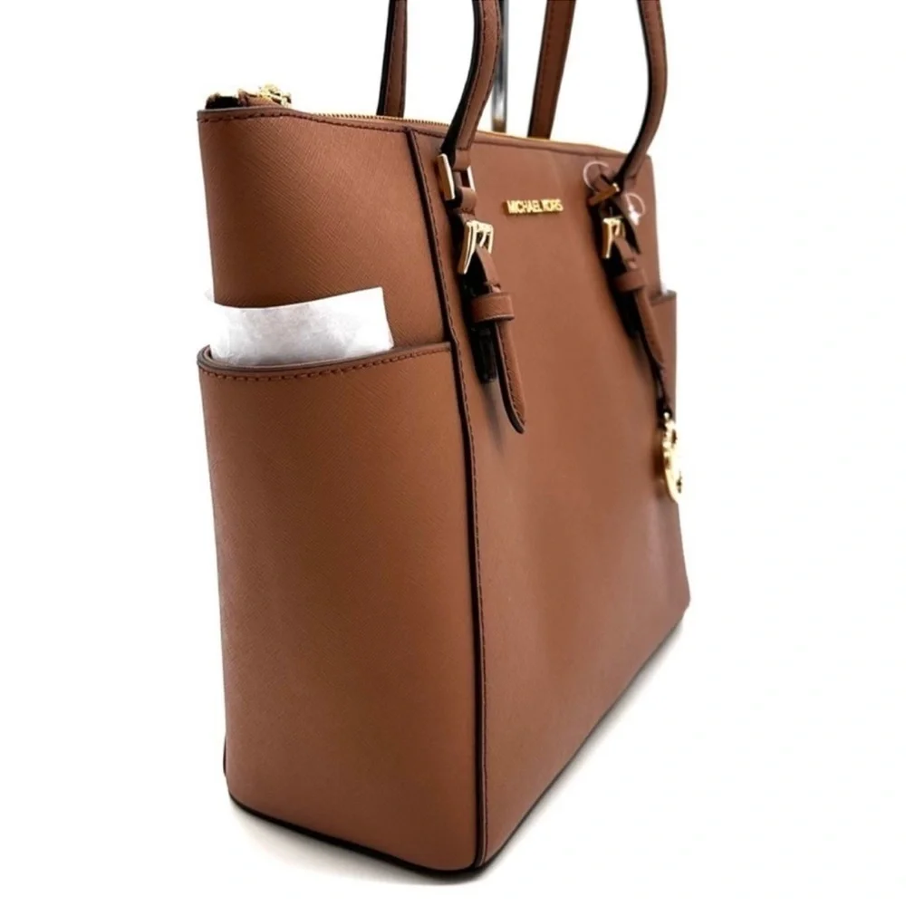 Michael Kors Large Charlotte Tote Bag Luggage Leather Luggage - Picture 4 of 12